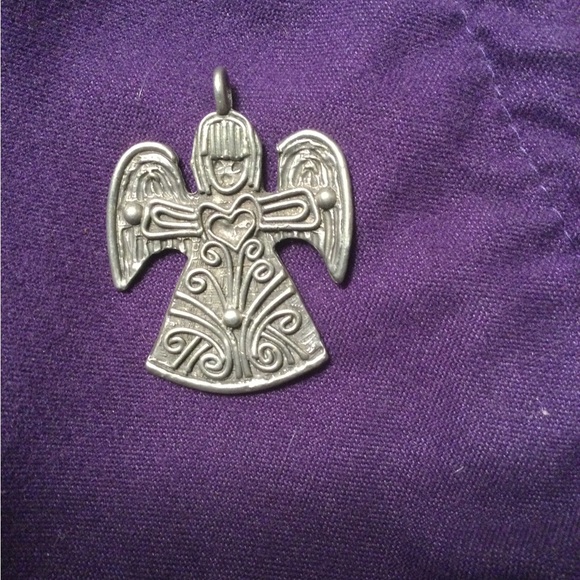 Signed MARCIE Pewter Angel with Heart Pendant for Necklace. - Picture 4 of 5